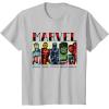 imageMarvel Avengers and SpiderMan Super Hero Real Names Retro TShirtSilver Grey
