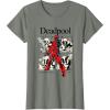 imageMarvel Comics Deadpool Retro Comic Shout TShirtOlive Heather