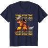 imageMarvel Cosmic Invasion Game Wolverine Retro Pixel Graphics TShirtNavy Blue
