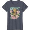 imageMarvel Guardians Of The Galaxy Groot Floral Dance Poster TShirtHeather Blue