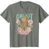 imageMarvel Guardians Of The Galaxy Groot Floral Dance Poster TShirtOlive Heather
