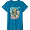 imageMarvel Guardians Of The Galaxy Groot Floral Dance Poster TShirtSapphire Blue