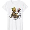 imageMarvel Guardians Of The Galaxy Vol 2 Groot Tape Portrait TShirtWhite