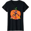 imageMarvel SpiderMan Miles Morales Halloween with Pumpkins TShirtBlack