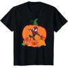 imageMarvel SpiderMan Miles Morales Halloween with Pumpkins TShirtBlack