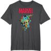 imageMarvel SpiderMan and Avengers Retro Silver Age Super Heroes TShirtDark Heather Grey