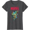 imageMarvel SpiderMan and Avengers Retro Silver Age Super Heroes TShirtDark Heather Grey