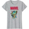imageMarvel SpiderMan and Avengers Retro Silver Age Super Heroes TShirtHeather Grey