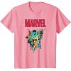 imageMarvel SpiderMan and Avengers Retro Silver Age Super Heroes TShirtPink