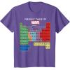 imageMarvel Ultimate Periodic Table Of Elements Graphic Short Sleeve TShirt Black SmallPurple Heather