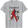 imageMarvel Comics Deadpool Classic Deadpool Pose TShirtHeather Grey
