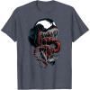 imageMarvel Comics Retro Classic Venom Chest Burst Big Face TShirtHeather Blue