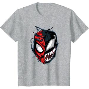 imageKids Marvel SpiderMan Classic Venom Peter Parker Split Mask TShirtHeather Grey