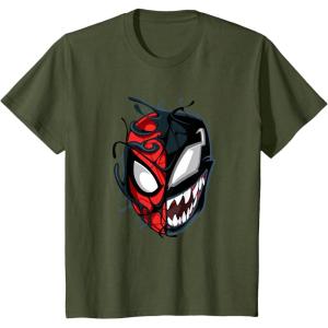 imageKids Marvel SpiderMan Classic Venom Peter Parker Split Mask TShirtOlive Green