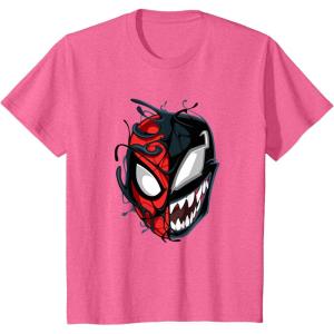 imageKids Marvel SpiderMan Classic Venom Peter Parker Split Mask TShirtPink Heather