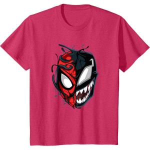 imageKids Marvel SpiderMan Classic Venom Peter Parker Split Mask TShirtRed Heather