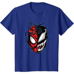 imageKids Marvel SpiderMan Classic Venom Peter Parker Split Mask TShirtRoyal Blue