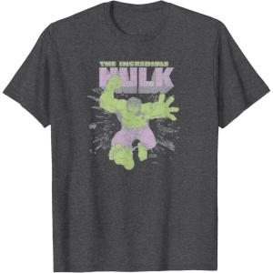 imageMarvel  HULK Retro Faded Style TShirtDark Heather Grey