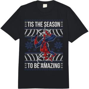 imageMarvel Amazing SpiderMan Ugly Christmas Sweater Comfort Colors Adult Heavyweight TshirtBlack