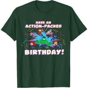 imageMarvel Avengers Toon Party Have an ActionPacked Birthday TShirtDark Green