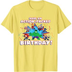 imageMarvel Avengers Toon Party Have an ActionPacked Birthday TShirtLemon Yellow