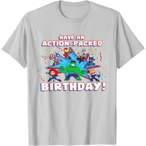 imageMarvel Avengers Toon Party Have an ActionPacked Birthday TShirtSilver Grey