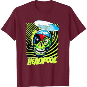 imageMarvel Comics Deadpool Neon Swirl Zombie Skull TShirtBurgundy