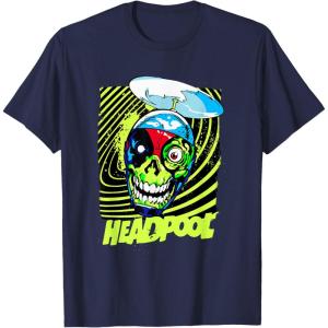imageMarvel Comics Deadpool Neon Swirl Zombie Skull TShirtNavy Blue