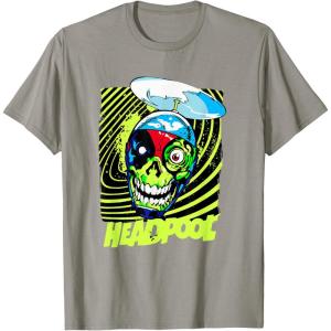 imageMarvel Comics Deadpool Neon Swirl Zombie Skull TShirtSlate Grey