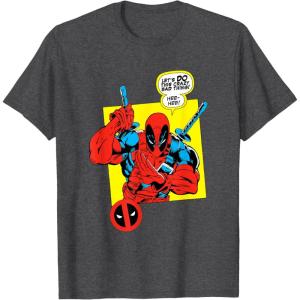 imageMarvel Comics Deadpool Retro Comic Panel Pose TShirtDark Heather Grey