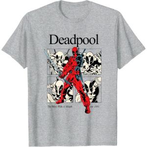 imageMarvel Comics Deadpool Retro Comic Shout TShirtHeather Grey
