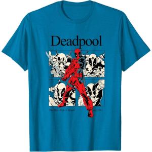 imageMarvel Comics Deadpool Retro Comic Shout TShirtSapphire Blue