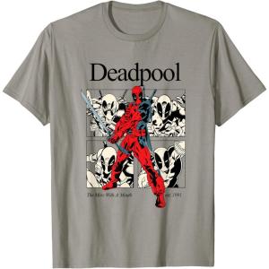 imageMarvel Comics Deadpool Retro Comic Shout TShirtSlate Grey