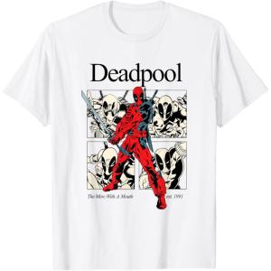 imageMarvel Comics Deadpool Retro Comic Shout TShirtWhite