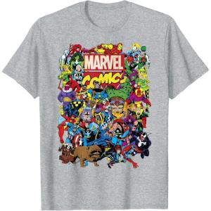 imageMarvel Comics Retro Classic Avengers Heroes Group Shot TShirtHeather Grey