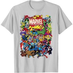 imageMarvel Comics Retro Classic Avengers Heroes Group Shot TShirtSilver Grey