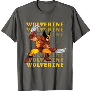 imageMarvel Cosmic Invasion Game Wolverine Retro Pixel Graphics TShirtAsphalt Grey