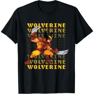 imageMarvel Cosmic Invasion Game Wolverine Retro Pixel Graphics TShirtBlack