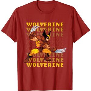 imageMarvel Cosmic Invasion Game Wolverine Retro Pixel Graphics TShirtCranberry Red