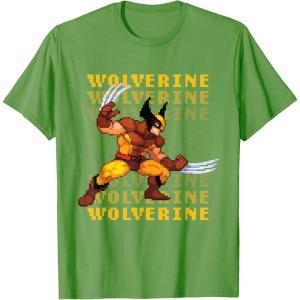 imageMarvel Cosmic Invasion Game Wolverine Retro Pixel Graphics TShirtGrass Green