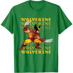 imageMarvel Cosmic Invasion Game Wolverine Retro Pixel Graphics TShirtKelly Green