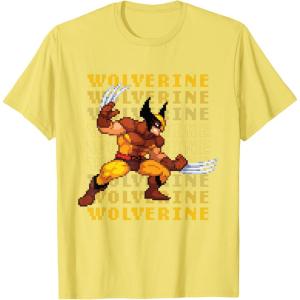 imageMarvel Cosmic Invasion Game Wolverine Retro Pixel Graphics TShirtLemon Yellow