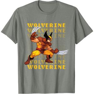 imageMarvel Cosmic Invasion Game Wolverine Retro Pixel Graphics TShirtOlive Heather
