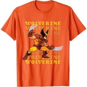 imageMarvel Cosmic Invasion Game Wolverine Retro Pixel Graphics TShirtOrange