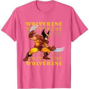 imageMarvel Cosmic Invasion Game Wolverine Retro Pixel Graphics TShirtPink Heather
