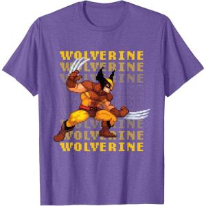 imageMarvel Cosmic Invasion Game Wolverine Retro Pixel Graphics TShirtPurple Heather