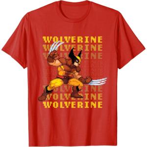 imageMarvel Cosmic Invasion Game Wolverine Retro Pixel Graphics TShirtRed