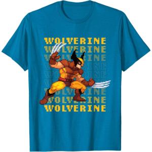imageMarvel Cosmic Invasion Game Wolverine Retro Pixel Graphics TShirtSapphire Blue