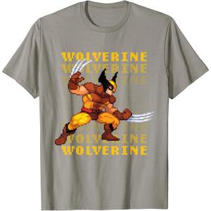 imageMarvel Cosmic Invasion Game Wolverine Retro Pixel Graphics TShirtSlate Grey