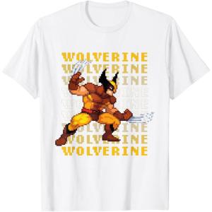 imageMarvel Cosmic Invasion Game Wolverine Retro Pixel Graphics TShirtWhite